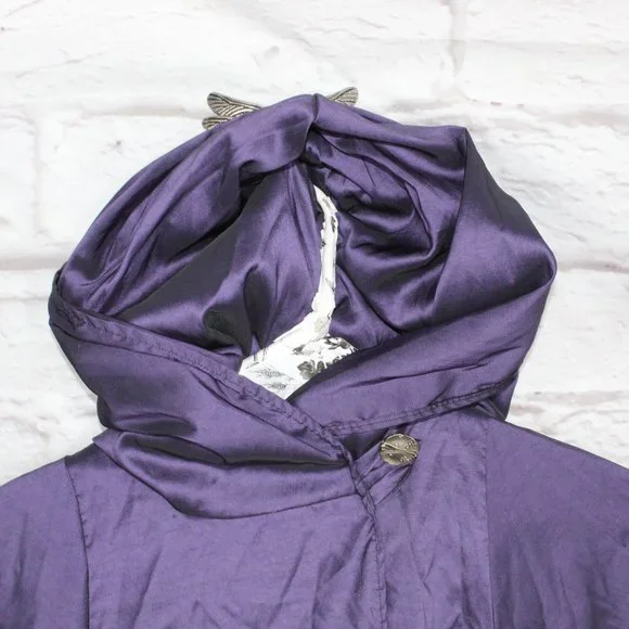 Maralyce Ferree Purple Nylon Hooded Full Length Long Raincoat Jacket Size M - Picture 3 of 8